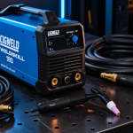Featured image: Mesin las Cigweld Weldskill 180 inverter dan konektor Tweco di meja kerja industrial.